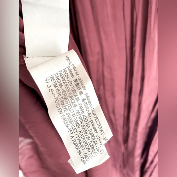 Wrinkle effect slip midi dress burgundy wine colour - Picture 5 of 6